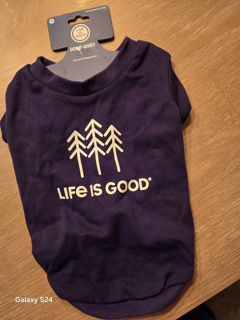 Life Is Good Navy Dog Tee with Tree Graphic Sz M 8-12 Lbs New
